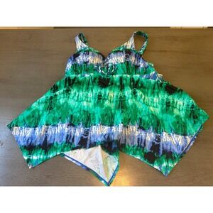 green blue AVENUE swimsuit top tankini size 14
